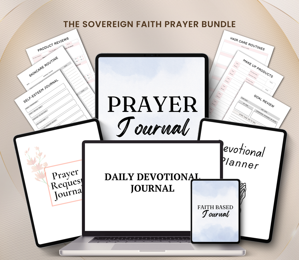 Sovereign Faith & Prayer Journal Bundle | Daily Devotional & Prayer Request Planner (Canva Template & Printable PDF)