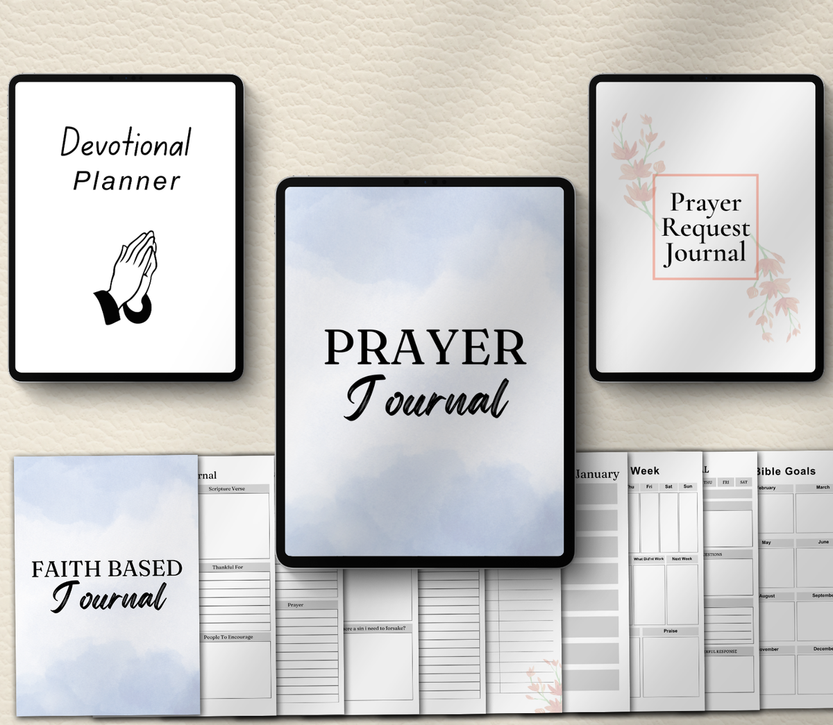 Sovereign Faith & Prayer Journal Bundle | Daily Devotional & Prayer Request Planner (Canva Template & Printable PDF)