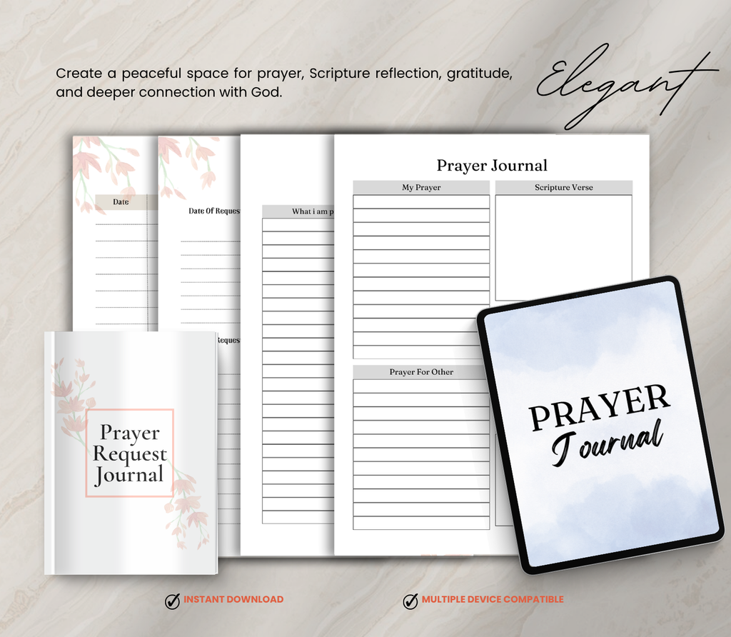 Sovereign Faith & Prayer Journal Bundle | Daily Devotional & Prayer Request Planner (Canva Template & Printable PDF)