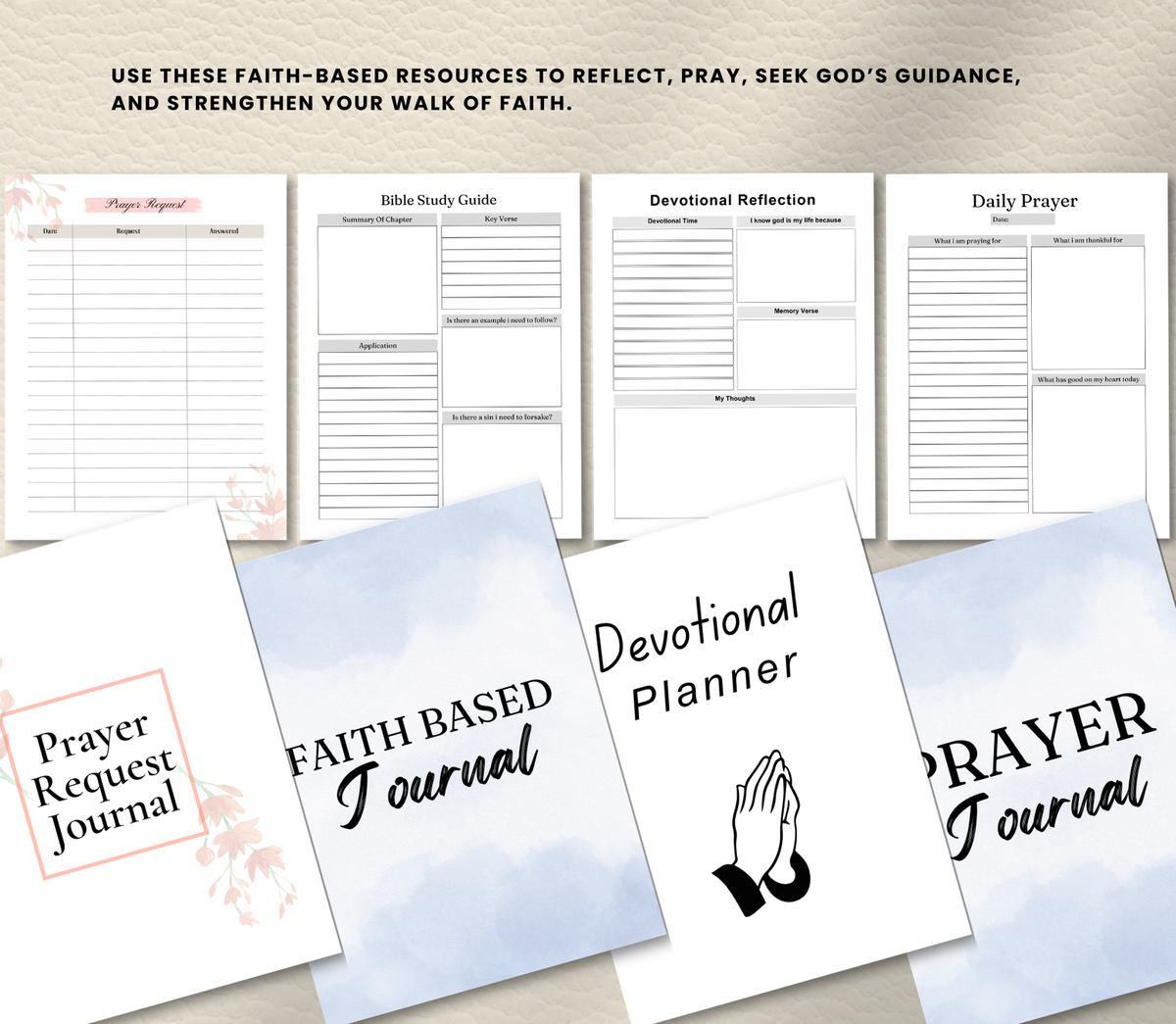 Sovereign Faith & Prayer Journal Bundle | Daily Devotional & Prayer Request Planner (Canva Template & Printable PDF)