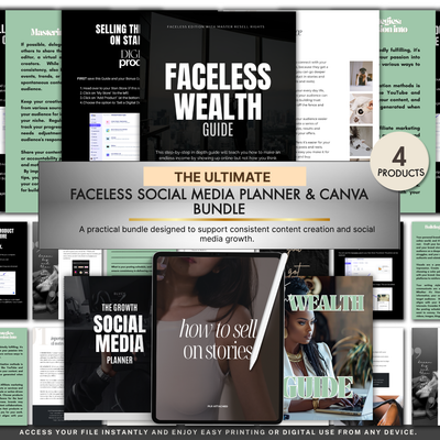 Faceless Social Media Planner & Canva Bundle | 106-Page Content Creator Kit | Instagram & TikTok Marketing Templates | Digital Download