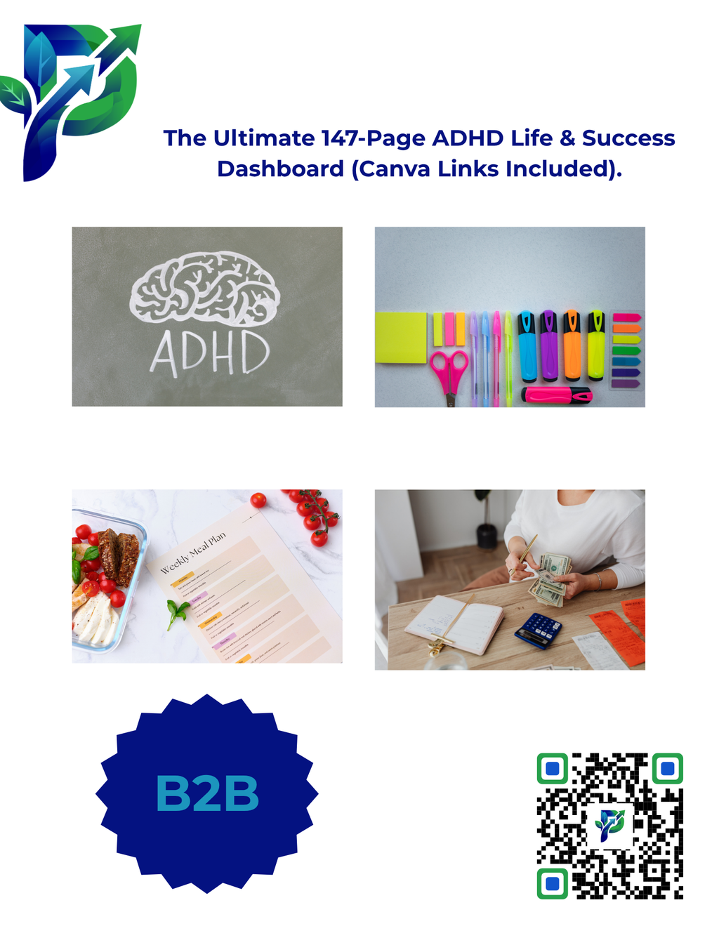 The Ultimate 147-Page ADHD Life & Success System | Fully Editable Canva Templates