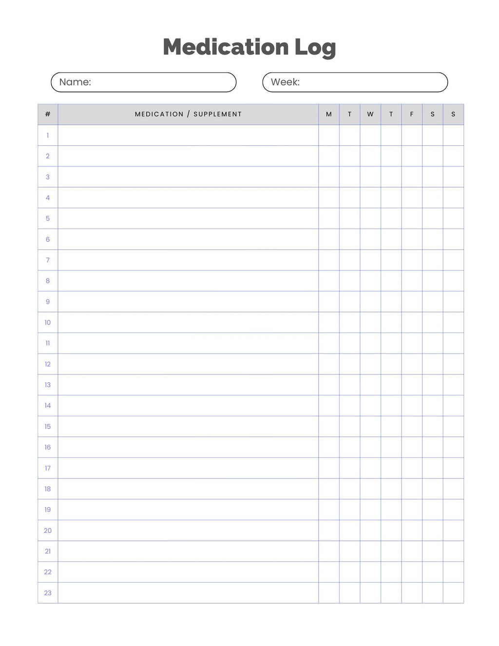 Medication Log for Daily Health Tracking, Prescription Management