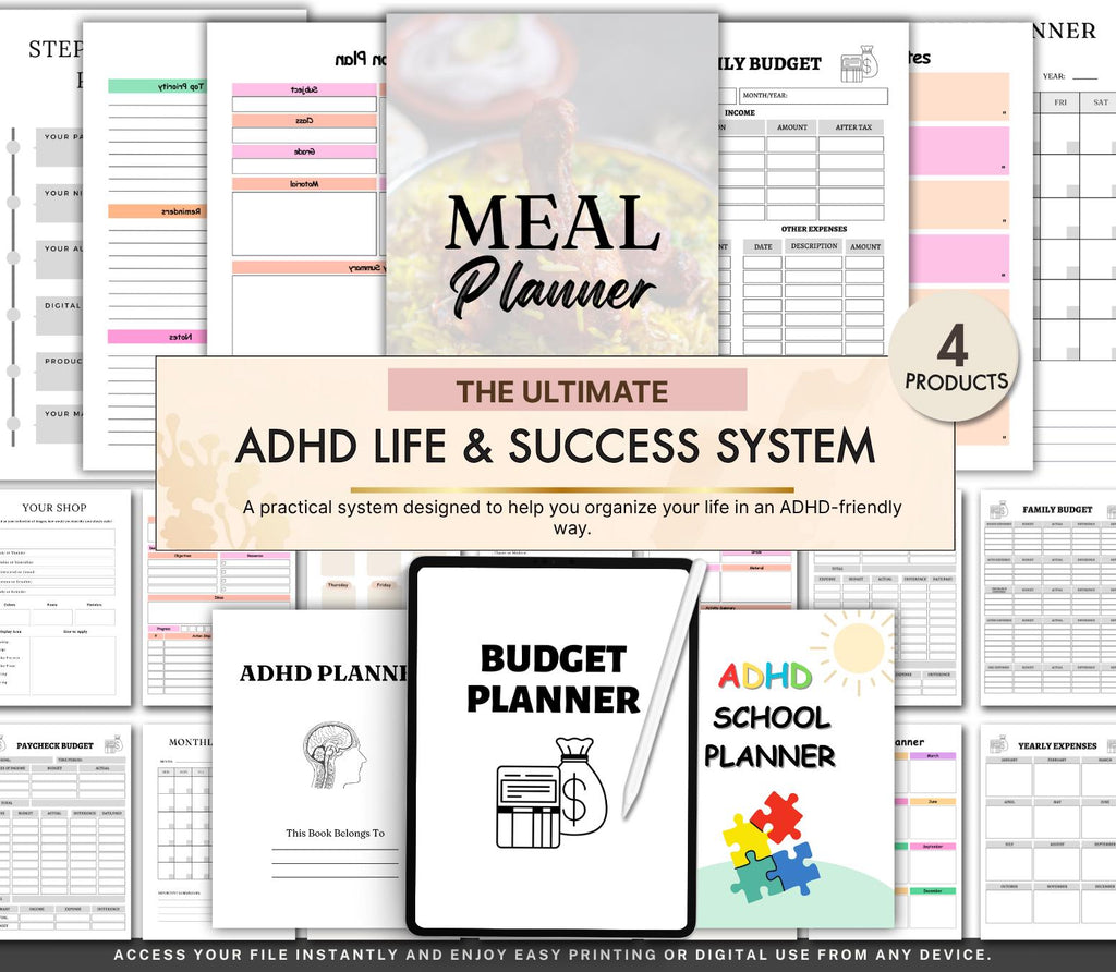 ADHD Executive Functioning Planner & Life System | Dopamine Habit Tracker, Neurodivergent Daily Organizer, Household Planner Canva