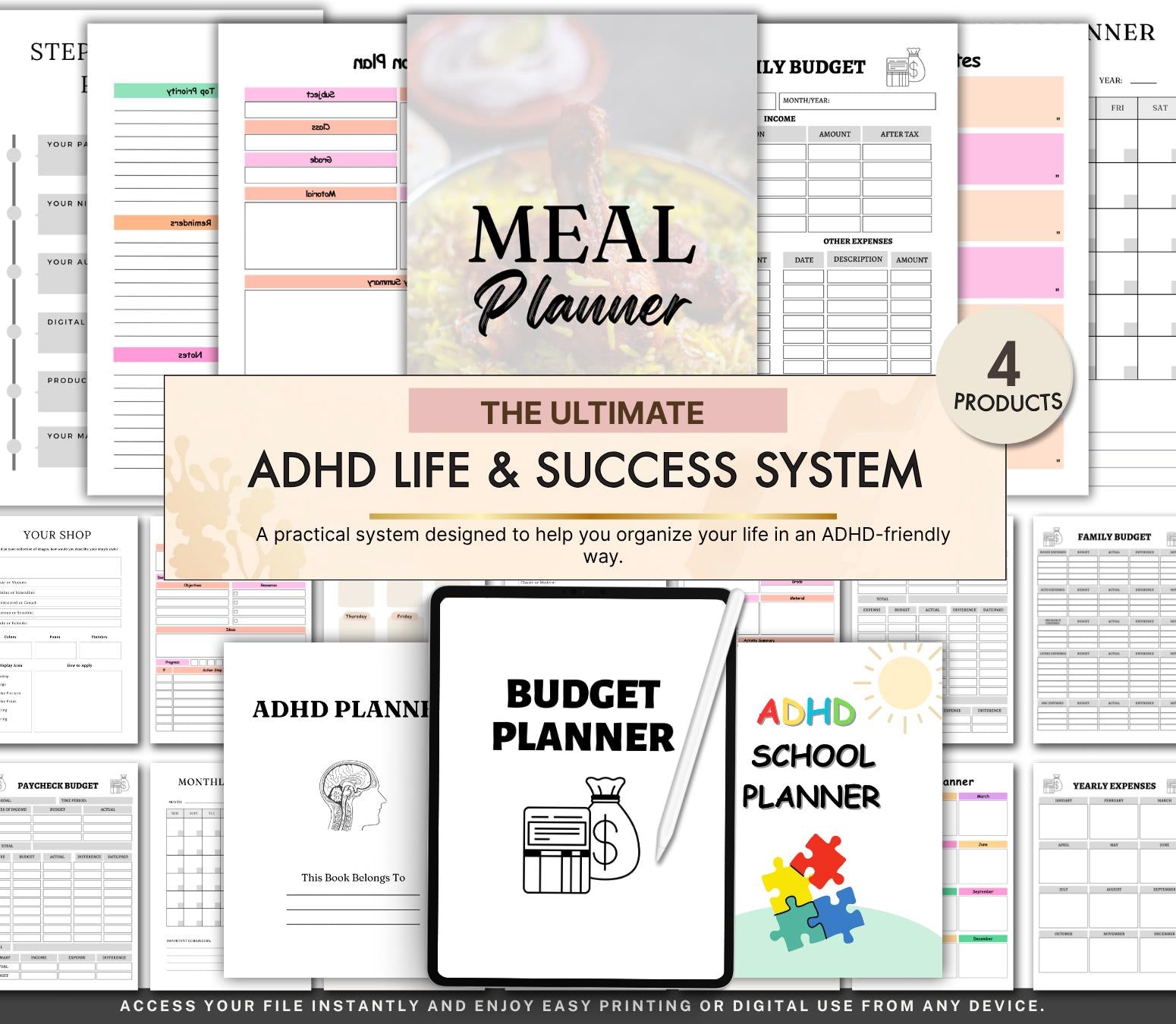 ADHD Executive Functioning Planner & Life System | Dopamine Habit Tracker, Neurodivergent Daily Organizer, Household Planner Canva