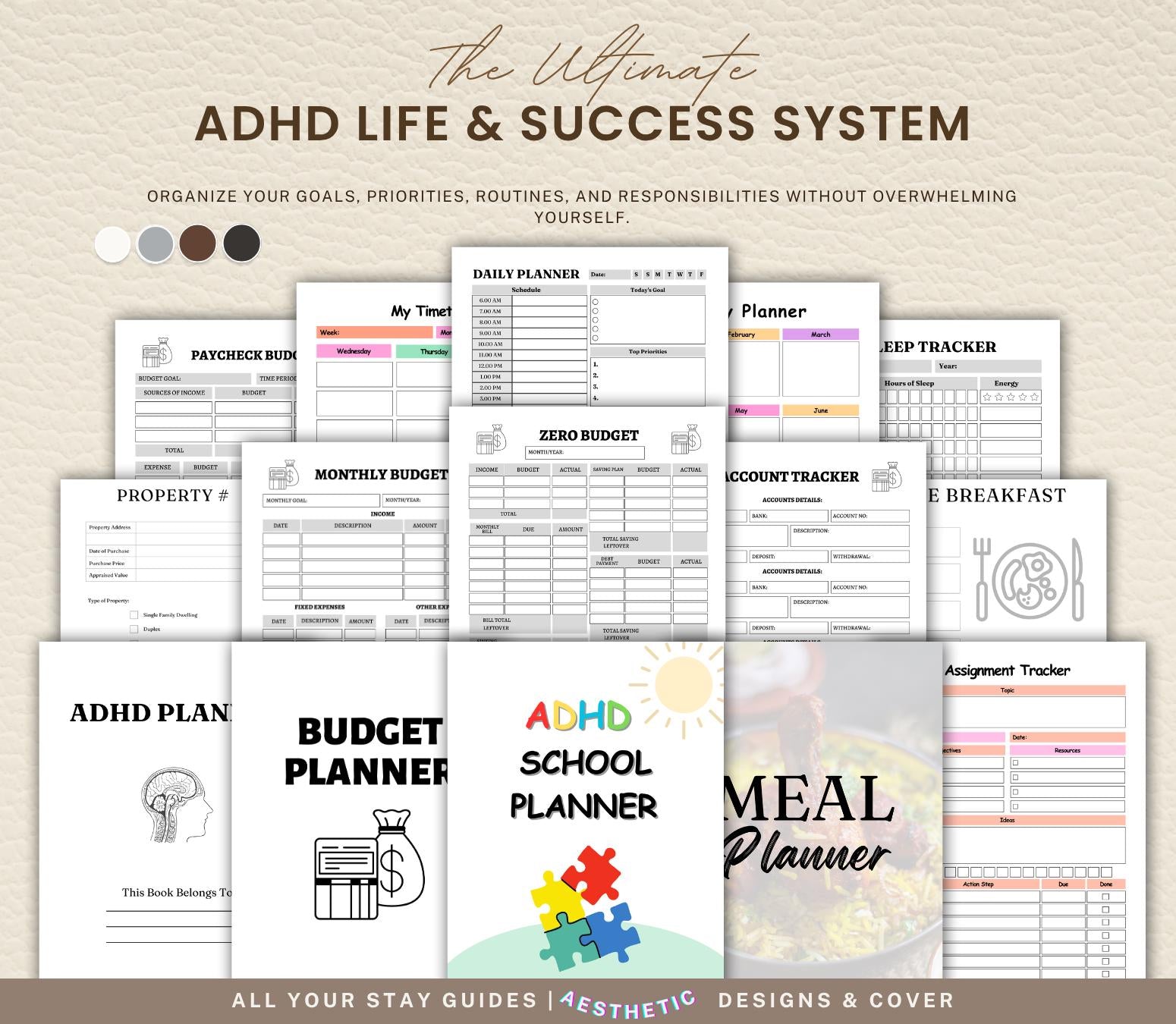 ADHD Executive Functioning Planner & Life System | Dopamine Habit Tracker, Neurodivergent Daily Organizer, Household Planner Canva