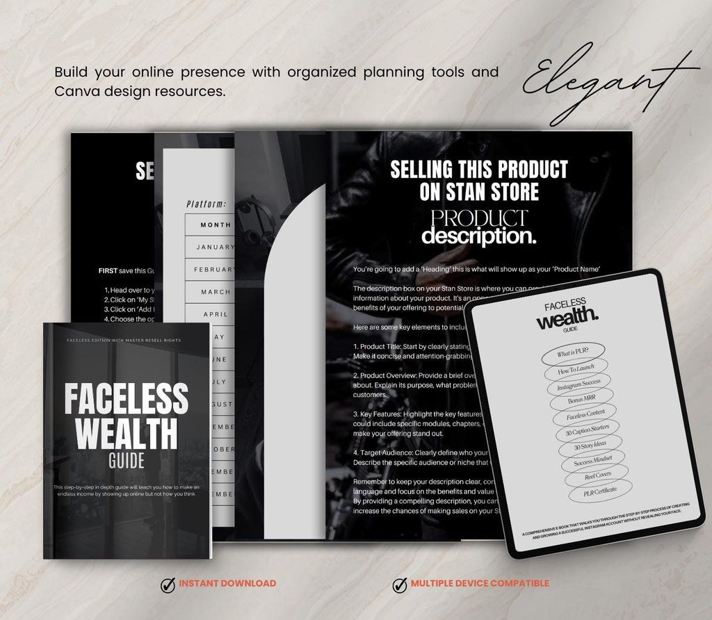 Faceless Marketing Guide & Social Media Planner | Canva Template, Content Creator Kit (Digital Download)