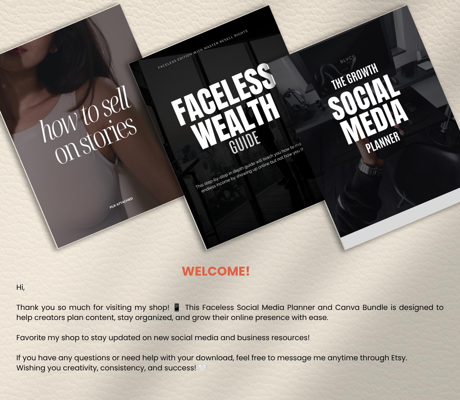 Faceless Marketing Guide & Social Media Planner | Canva Template, Content Creator Kit (Digital Download)