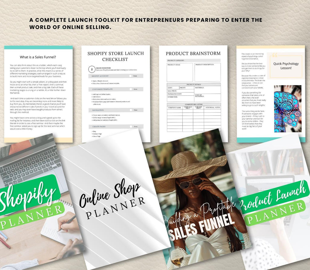 E-Commerce and Shopify Launch Bundle, Online Business Planner, Shopify Planner, Product Launch Planner, Digital Product Planner