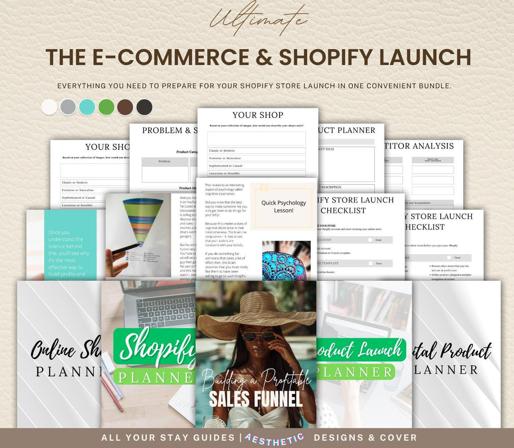 E-Commerce and Shopify Launch Bundle, Online Business Planner, Shopify Planner, Product Launch Planner, Digital Product Planner