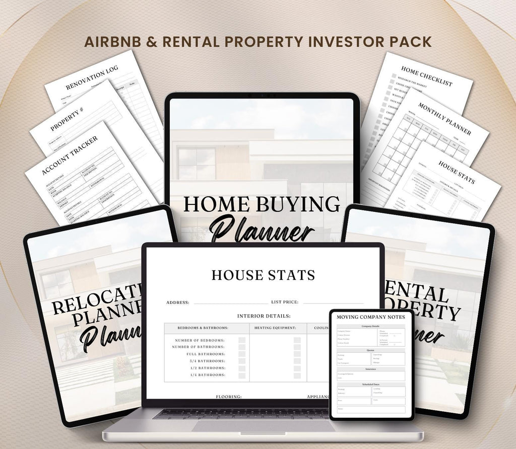 Real Estate Investor Pack, Airbnb Rental Property, Home Buying Relocation Planner