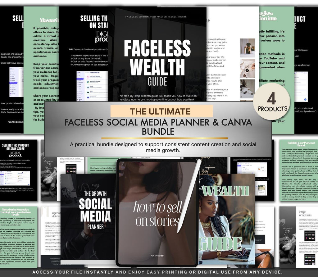 Faceless Marketing Guide & Social Media Planner | Canva Template, Content Creator Kit (Digital Download)