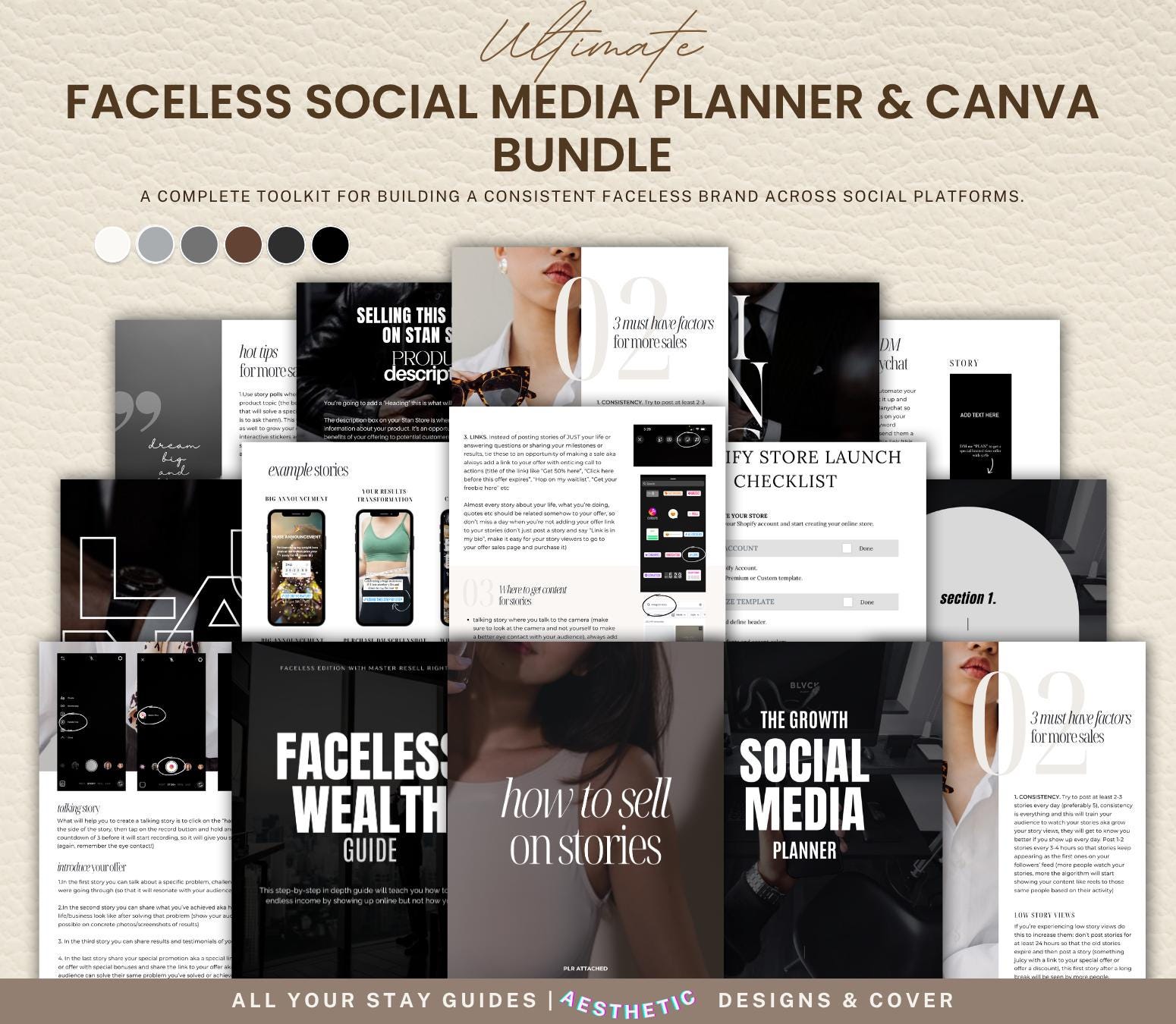 Faceless Marketing Guide & Social Media Planner | Canva Template, Content Creator Kit (Digital Download)