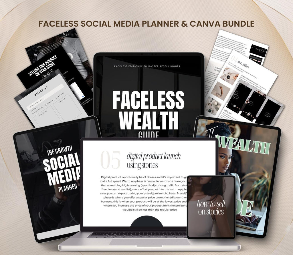 Faceless Marketing Guide & Social Media Planner | Canva Template, Content Creator Kit (Digital Download)