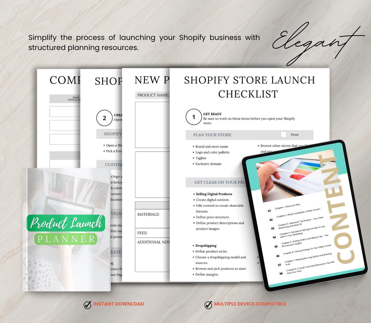 E-Commerce and Shopify Launch Bundle, Online Business Planner, Shopify Planner, Product Launch Planner, Digital Product Planner