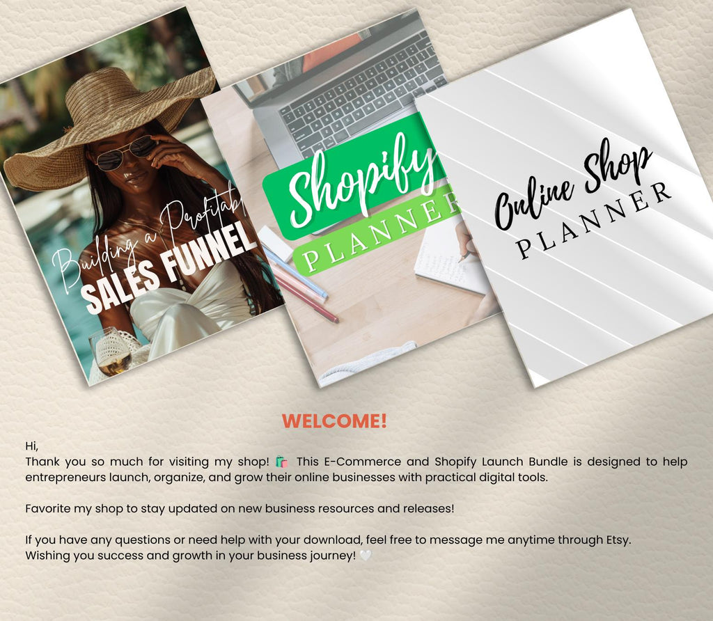 E-Commerce and Shopify Launch Bundle, Online Business Planner, Shopify Planner, Product Launch Planner, Digital Product Planner