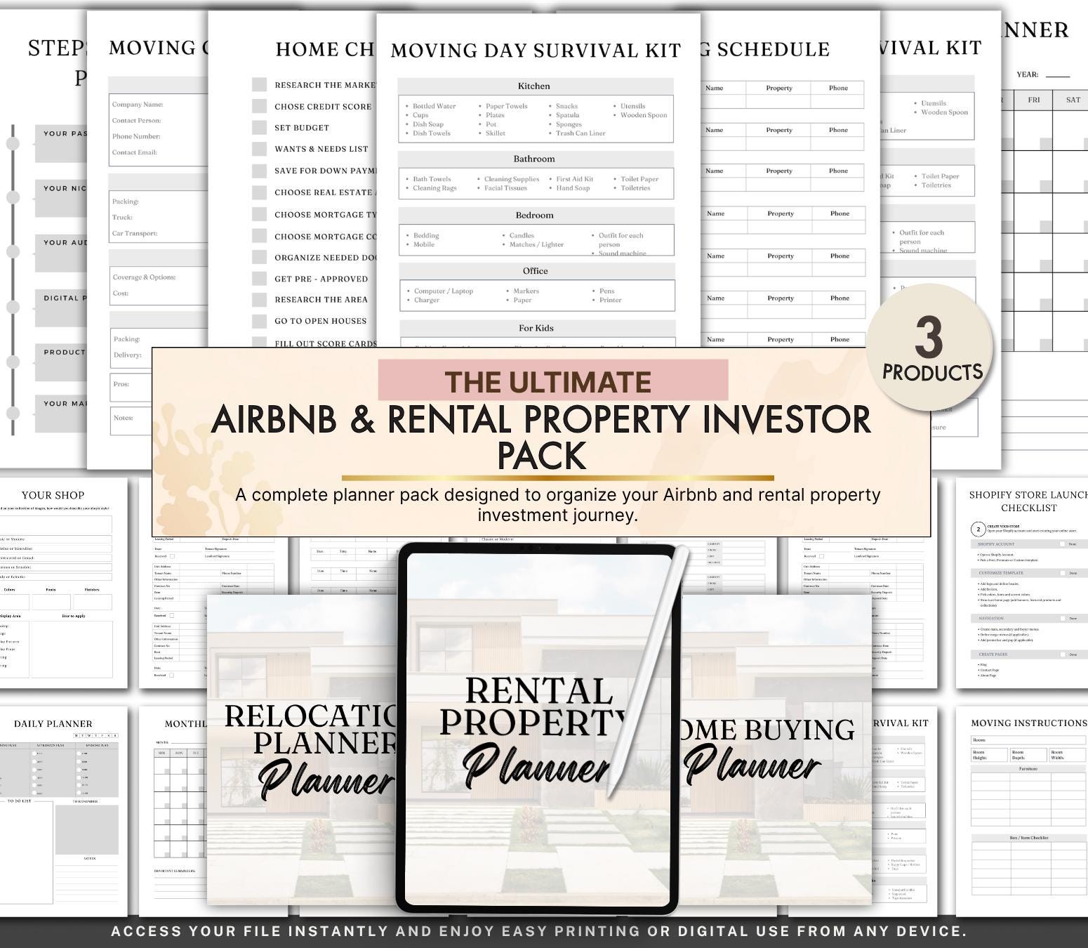 Real Estate Investor Pack, Airbnb Rental Property, Home Buying Relocation Planner