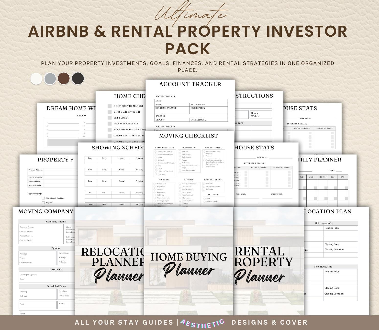 Real Estate Investor Pack, Airbnb Rental Property, Home Buying Relocation Planner