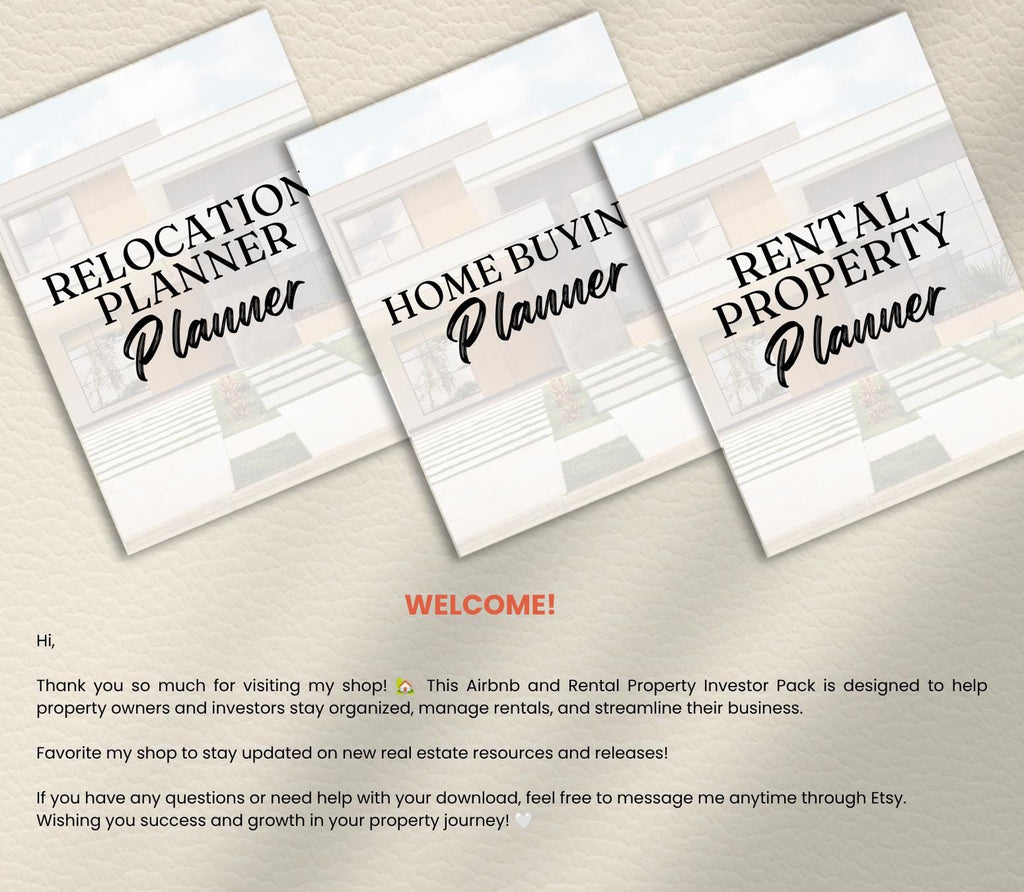 Real Estate Investor Pack, Airbnb Rental Property, Home Buying Relocation Planner